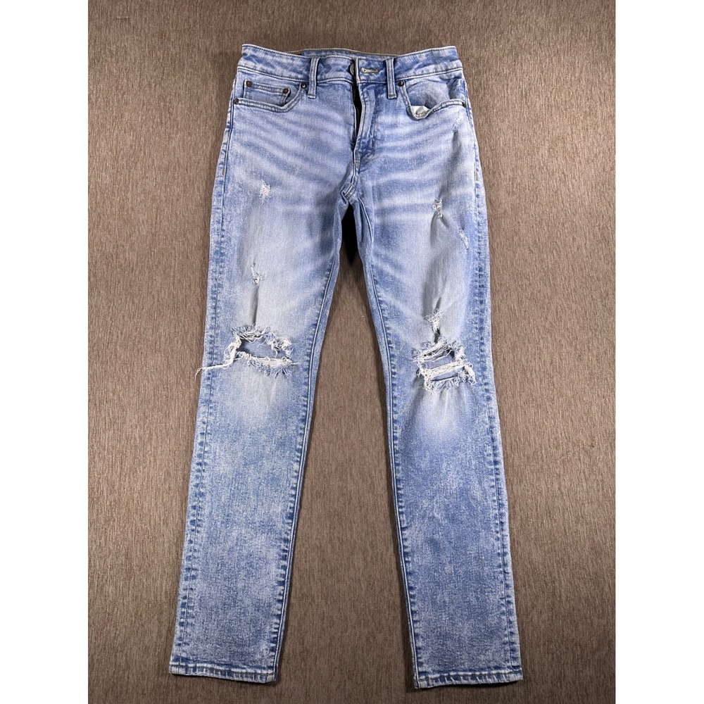 American Eagle‎ Slim Flex Distressed Light Wash Jeans 29x30 Distressed Rip Knee